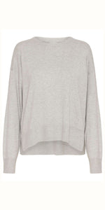 PULZ SARA Rhinestone Pullover in Light Grey Melange