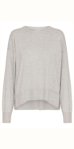 PULZ SARA Rhinestone Pullover in Light Grey Melange
