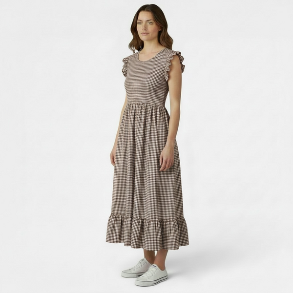 Gingham Shirred Midi Dress (various colours)