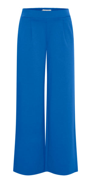 ICHI KATE Long Wide Leg Trousers in Lapis Blue