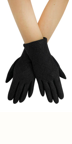 Diamond Metallic Knit Touchscreen Gloves in Black