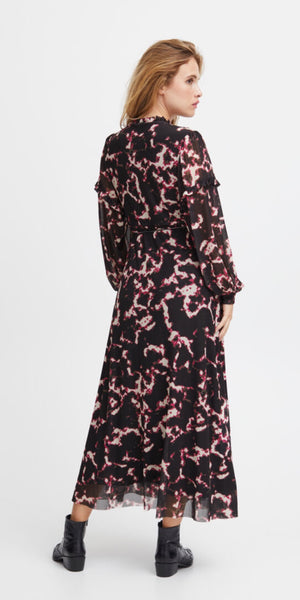 PULZ DUFFY Dress in Fuschia Black Print