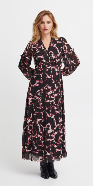 PULZ DUFFY Dress in Fuschia Black Print