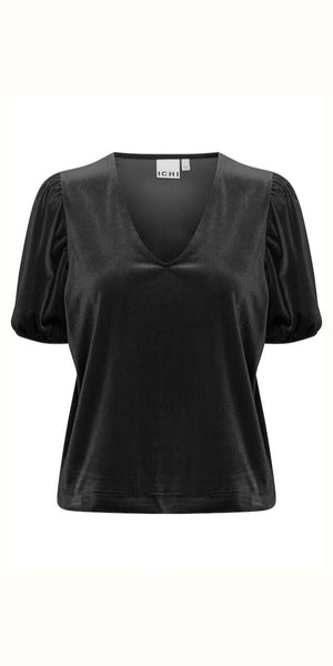 ICHI LAVANNY Short Sleeved Top in Black