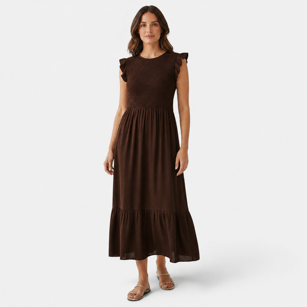Plain Shirred Midi Dress (various colours)