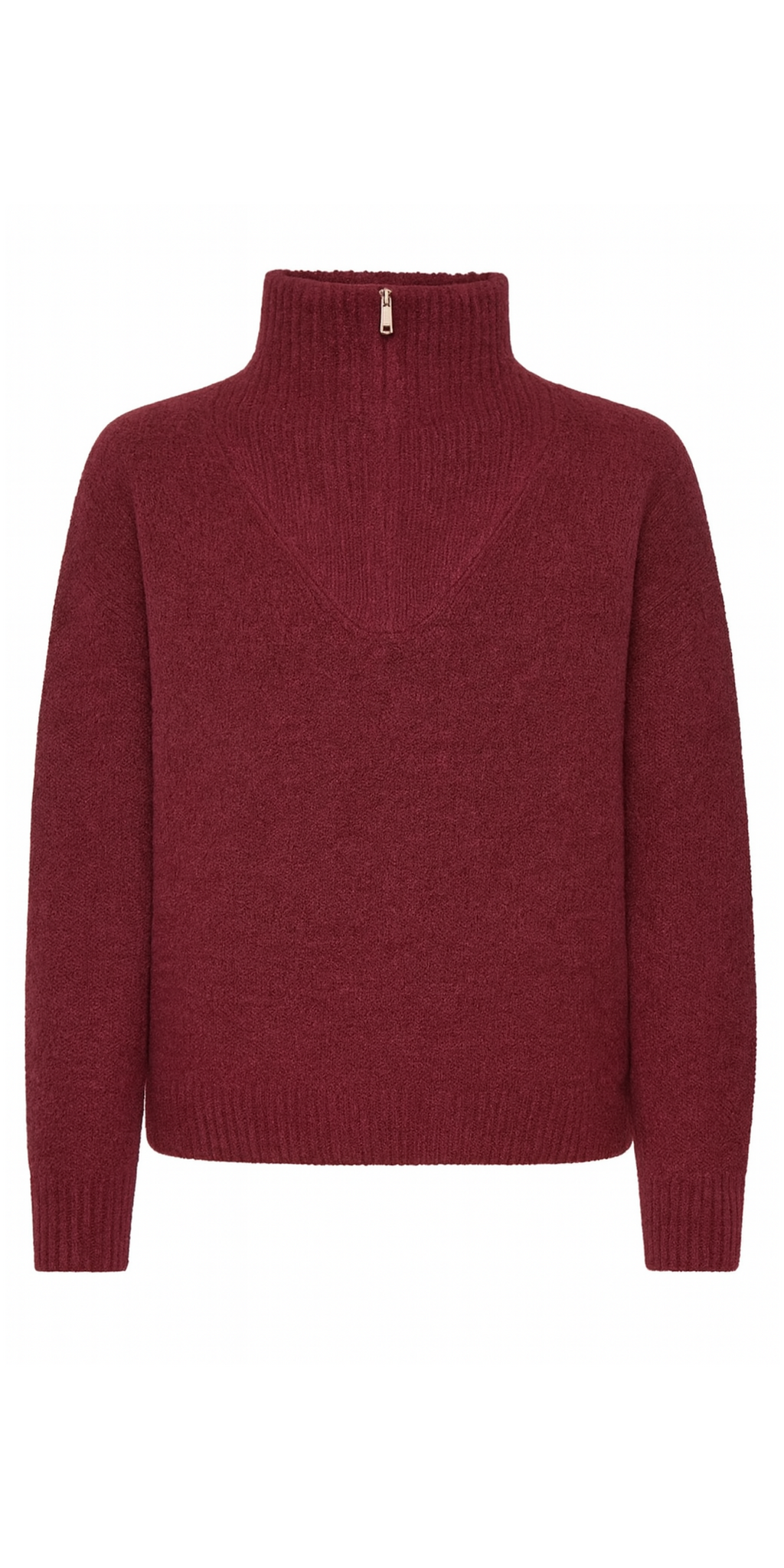 ICHI KAMARA Zip Front Knit in Maroon