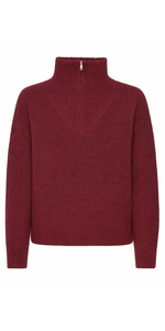 ICHI KAMARA Zip Front Knit in Maroon
