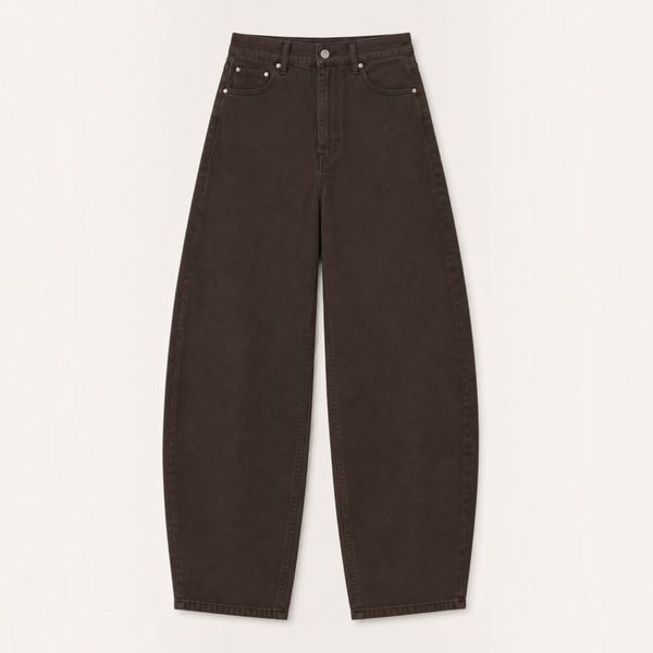 Balloon Fit Denim Jeans in Chocolate