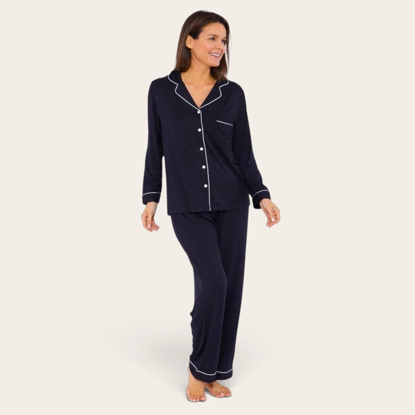 Womens Soft Touch Piped Pyjamas: 16-18 - TheSecretCloset.Boutique