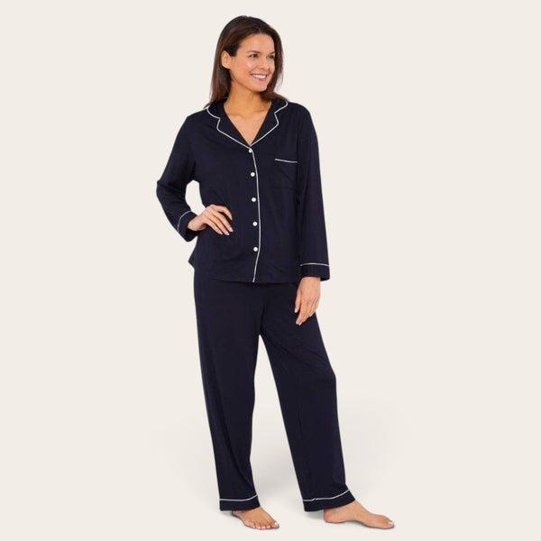 Womens Soft Touch Piped Pyjamas: 16-18 - TheSecretCloset.Boutique