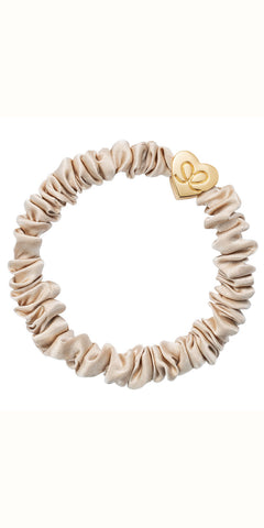 By Eloise Gold Heart on Sand Skinny Silk Scrunchie