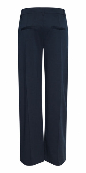 ICHI KATE Wide Leg Office Trousers in Total Eclipse