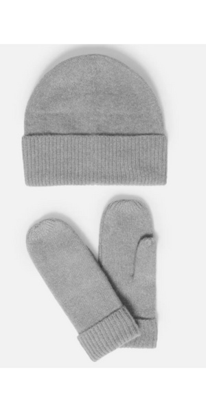 b young VARONIA Hat & Gloves Set in Mid Grey Melange