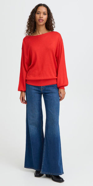 ICHI MOPAZ Knit in Racing Red