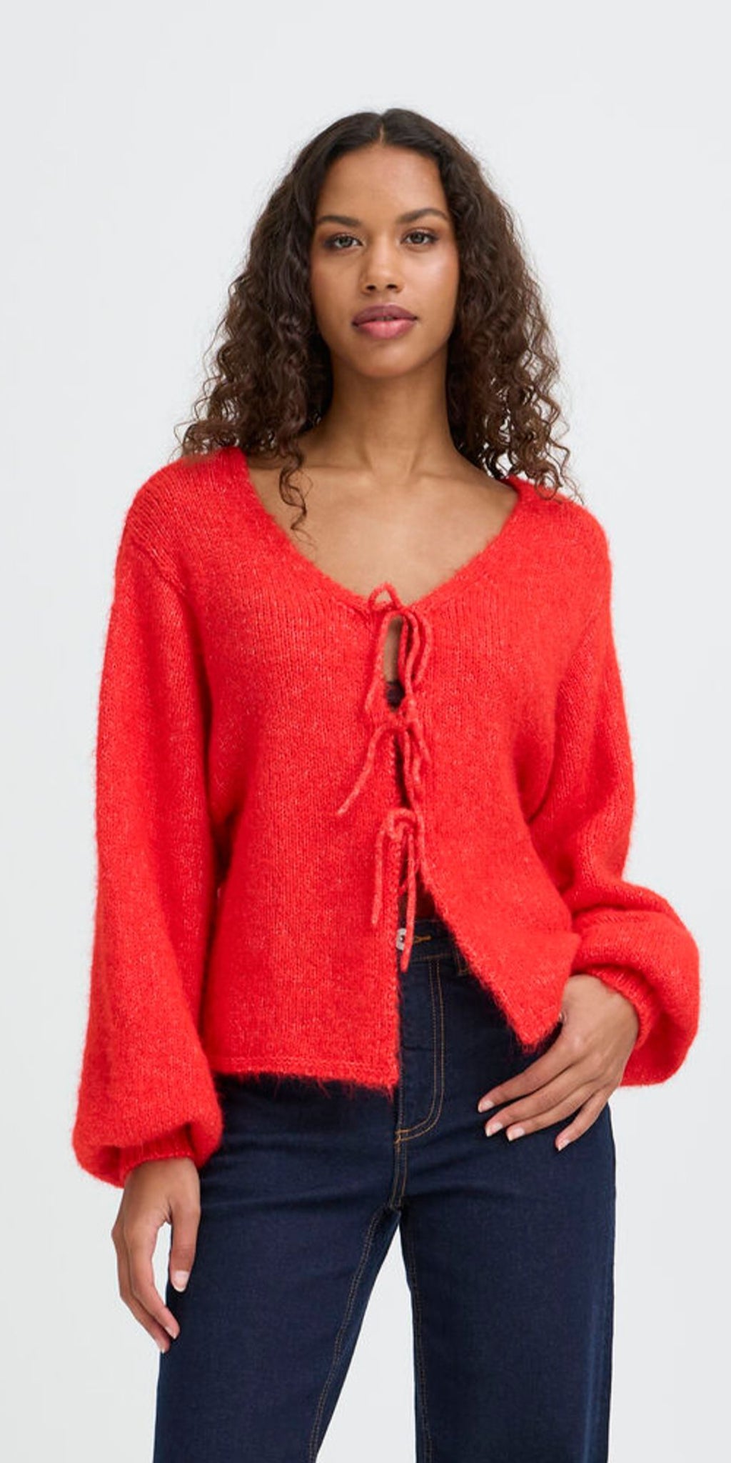 ICHI DABRIA Cardigan in Racing Red
