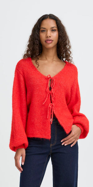 ICHI DABRIA Cardigan in Racing Red