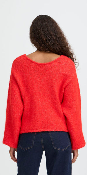 ICHI DABRIA Cardigan in Racing Red
