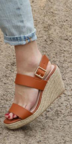 Tan Strappy Espadrille Wedges