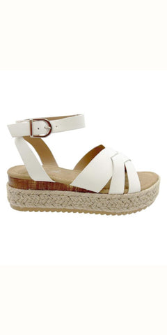 Woven Flatform Sandals in White