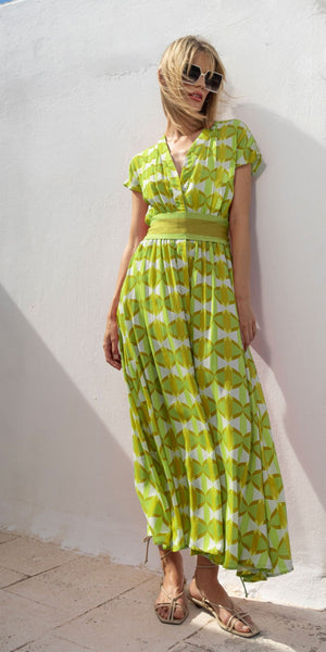 AGGEL Geo Print Maxi Dress