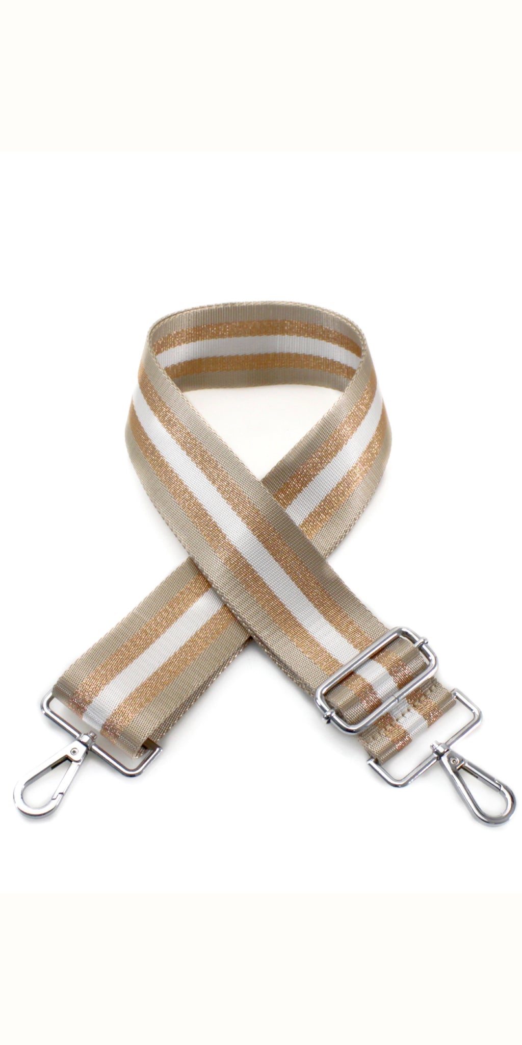 Bag Strap in Metallic Stripe Beige