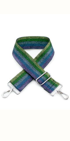 Bag Strap in Metallic Stripes Blue & Green