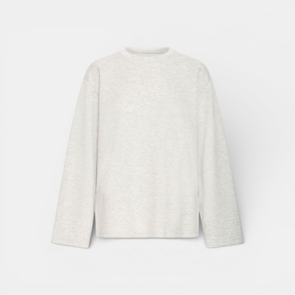 ICHI COZY Long Sleeve Top in Light Grey Melange