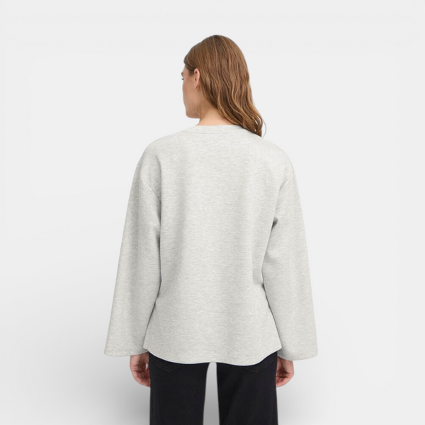 ICHI COZY Long Sleeve Top in Light Grey Melange