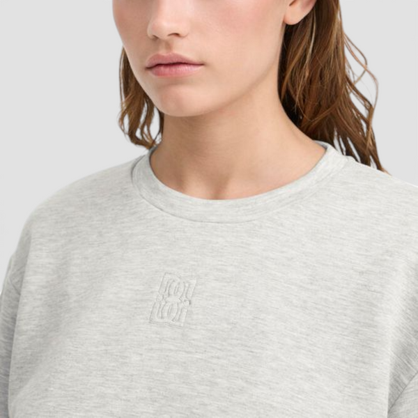 ICHI COZY Long Sleeve Top in Light Grey Melange