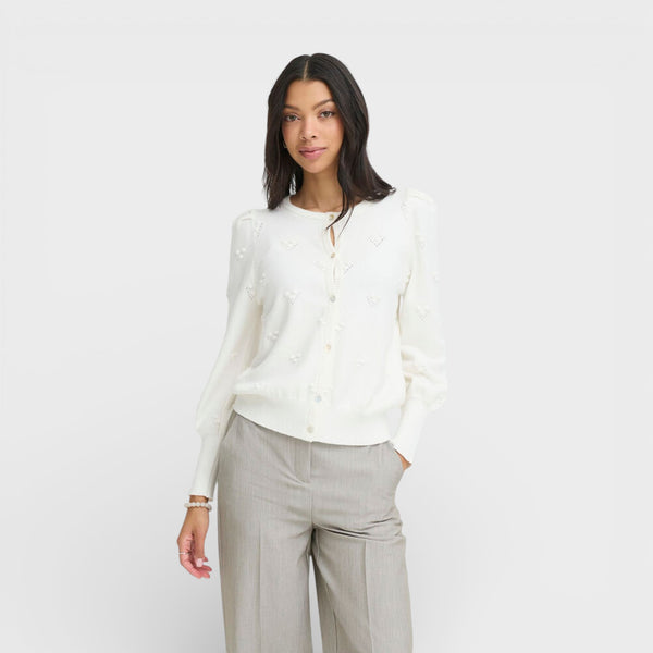 b young MANINA Structure Cardigan in Marshmallow - TheSecretCloset.Boutique