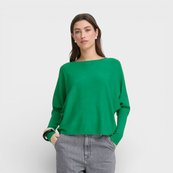 b young MORLA Batwing Fine Knit in Leprechaun Green - TheSecretCloset.Boutique