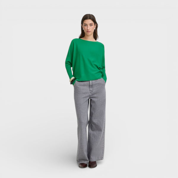 b young MORLA Batwing Fine Knit in Leprechaun Green - TheSecretCloset.Boutique