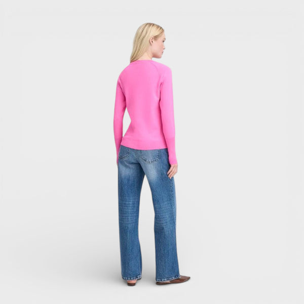 b young MORLA Long Cuff Fine Knit in Phlox Pink - TheSecretCloset.Boutique