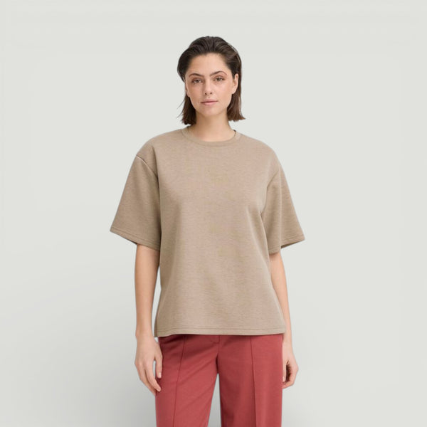 ICHI Sepia short sleeve top front view on model