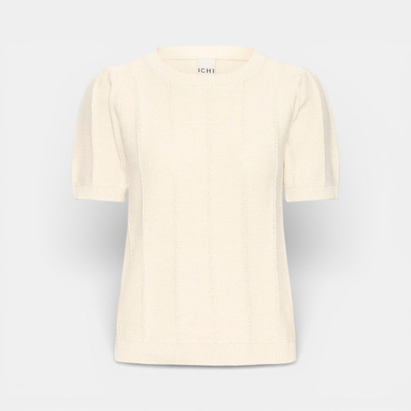 ICHI DEMUE Short Sleeve Top in Birch - TheSecretCloset.Boutique