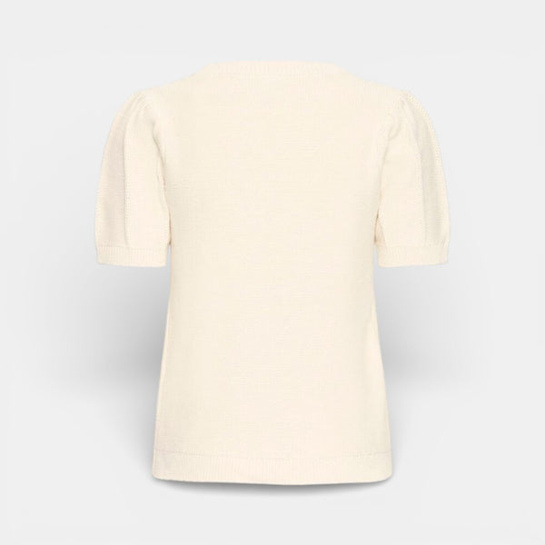 ICHI DEMUE Short Sleeve Top in Birch - TheSecretCloset.Boutique