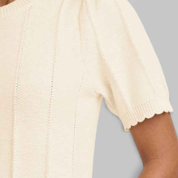 ICHI DEMUE Short Sleeve Top in Birch - TheSecretCloset.Boutique