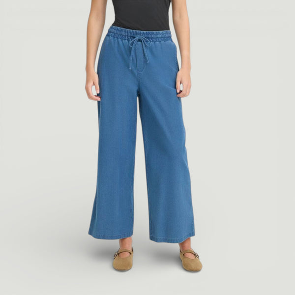 ICHI KATE Denim Pants in Medium Blue