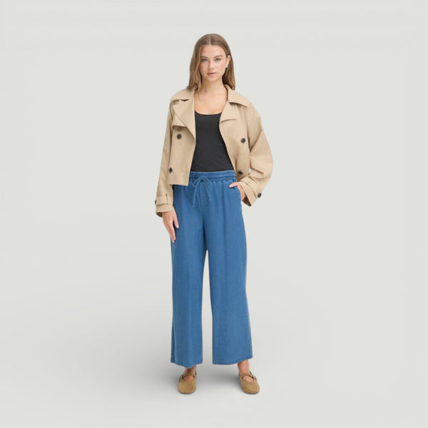 ICHI KATE Denim Pants in Medium Blue