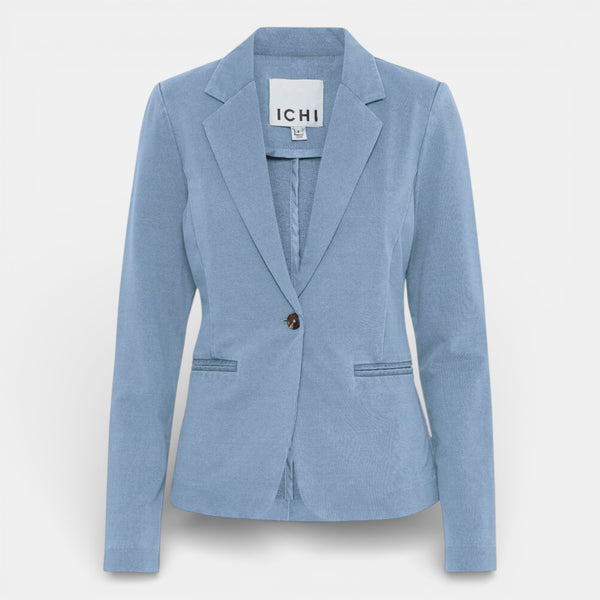 ICHI KATE Denim Blazer in Light Denim - TheSecretCloset.Boutique