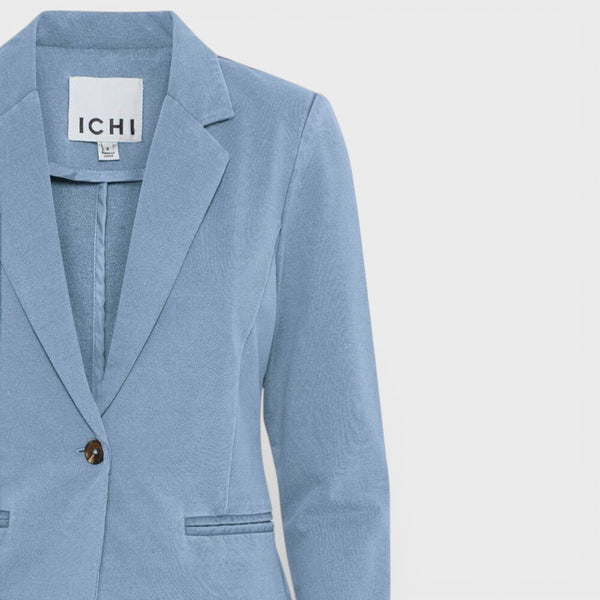 ICHI KATE Denim Blazer in Light Denim - TheSecretCloset.Boutique