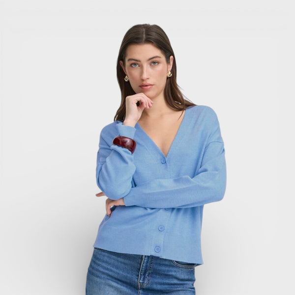 b young MORLA Cardigan in Della Robbia Blue - TheSecretCloset.Boutique