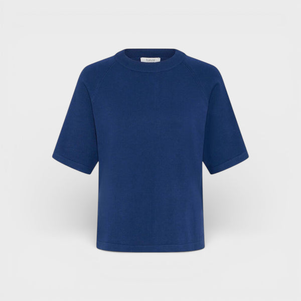 b young MORLA Short Sleeve Jumper in Medieval Blue
