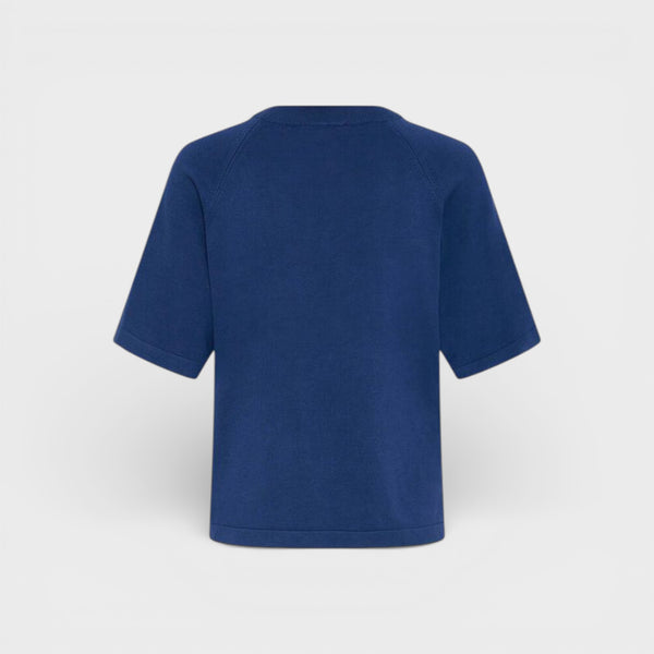 b young MORLA Short Sleeve Jumper in Medieval Blue