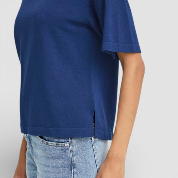 b young MORLA Short Sleeve Jumper in Medieval Blue