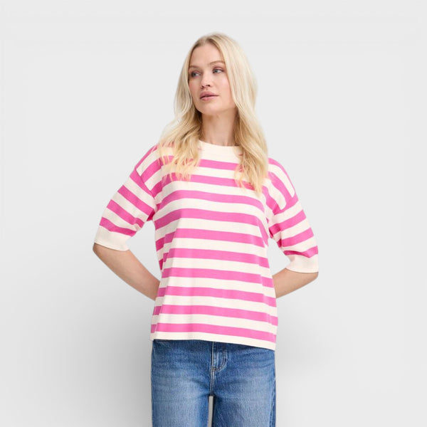 b young MORLA T Shirt in Phlox Pink Stripe - TheSecretCloset.Boutique