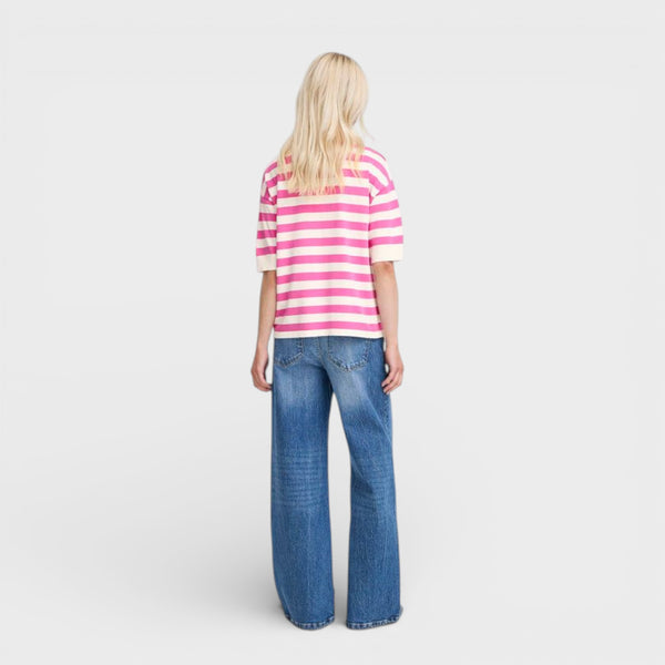 b young MORLA T Shirt in Phlox Pink Stripe - TheSecretCloset.Boutique