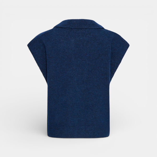 ICHI POVOKE Waistcoat in Blueprint - TheSecretCloset.Boutique