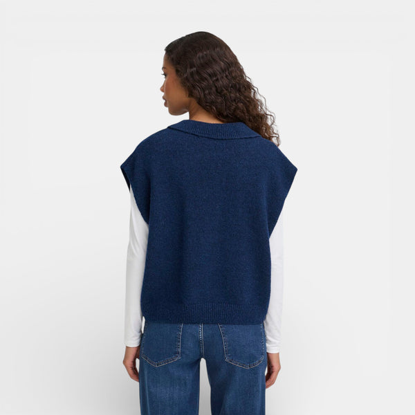 ICHI POVOKE Waistcoat in Blueprint - TheSecretCloset.Boutique