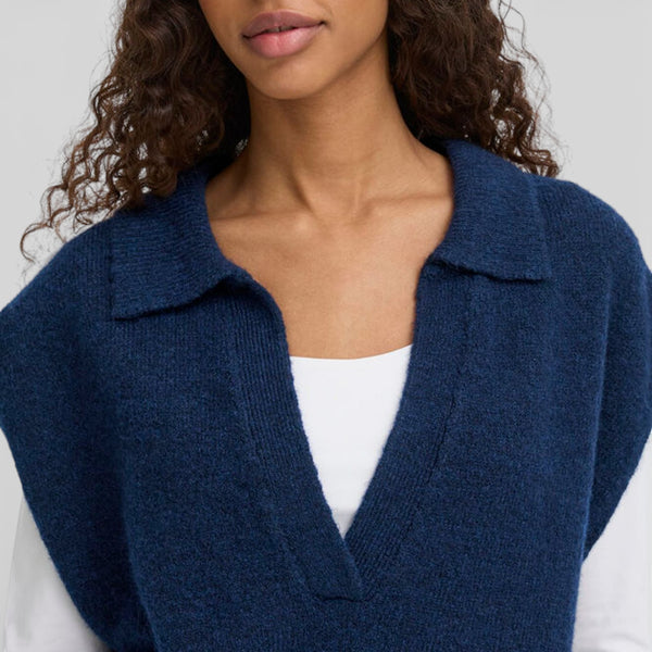 ICHI POVOKE Waistcoat in Blueprint - TheSecretCloset.Boutique